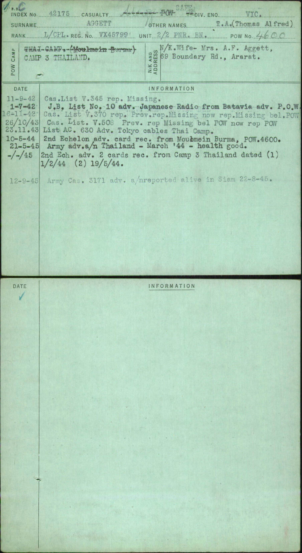Aggett, Thomas Alfred, VX45799
