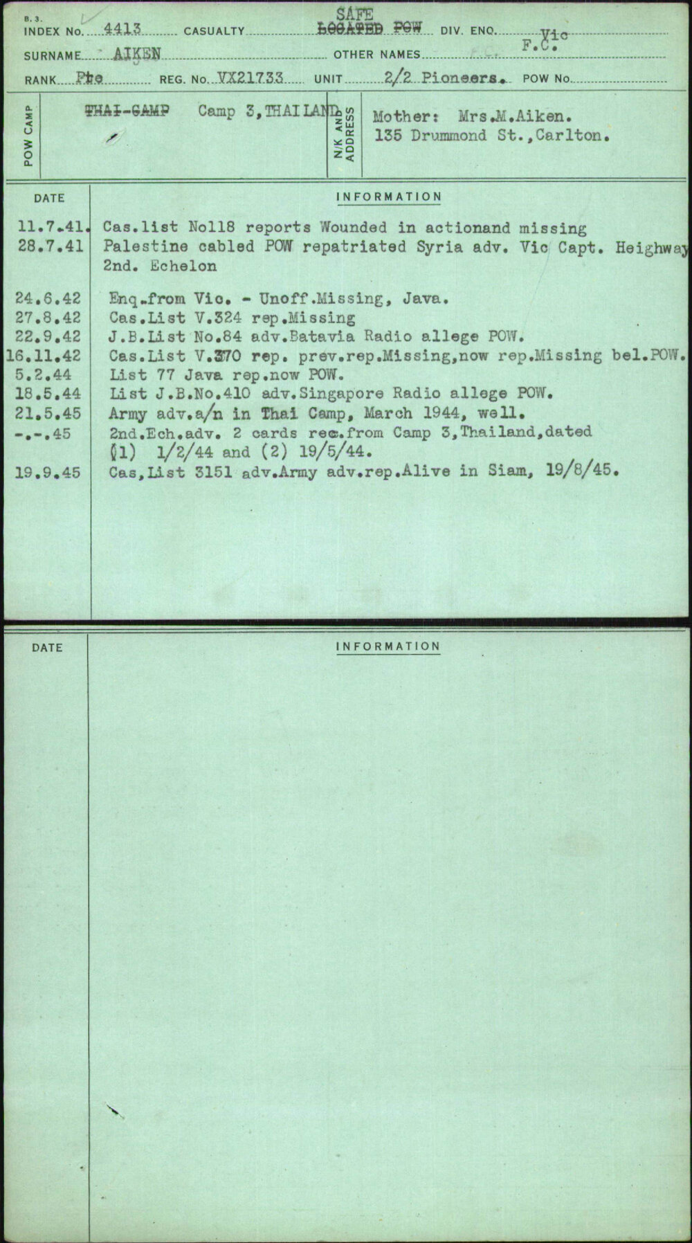 Aiken, F C, VX21733