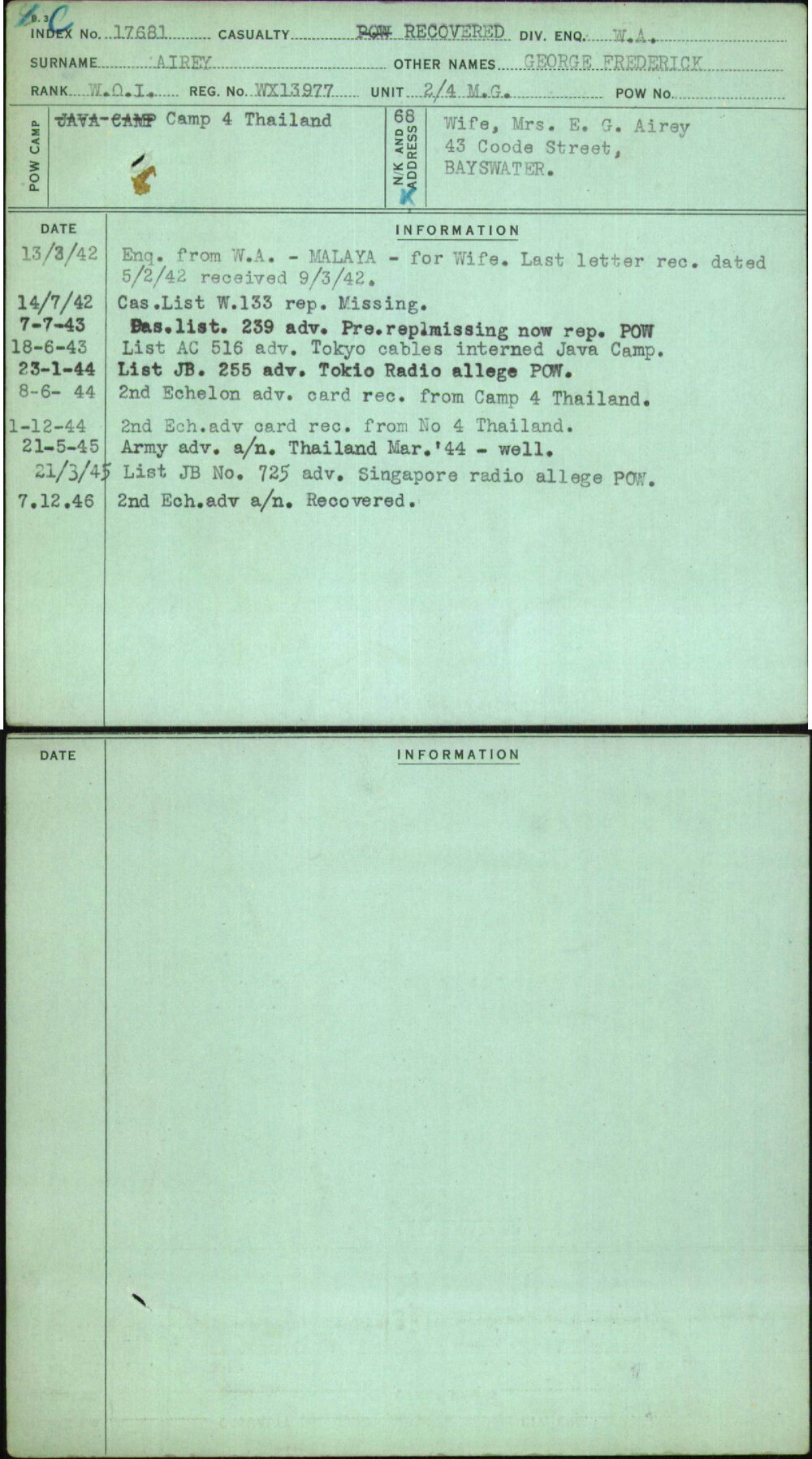 Airey, George Frederick, WX13977