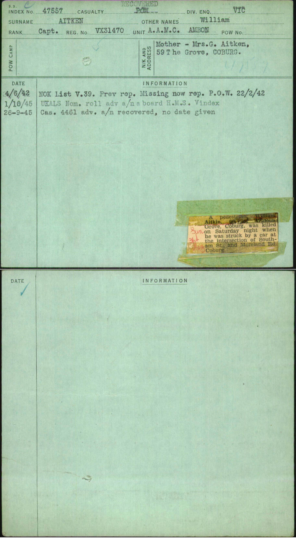 Aitken, William, VX31470
