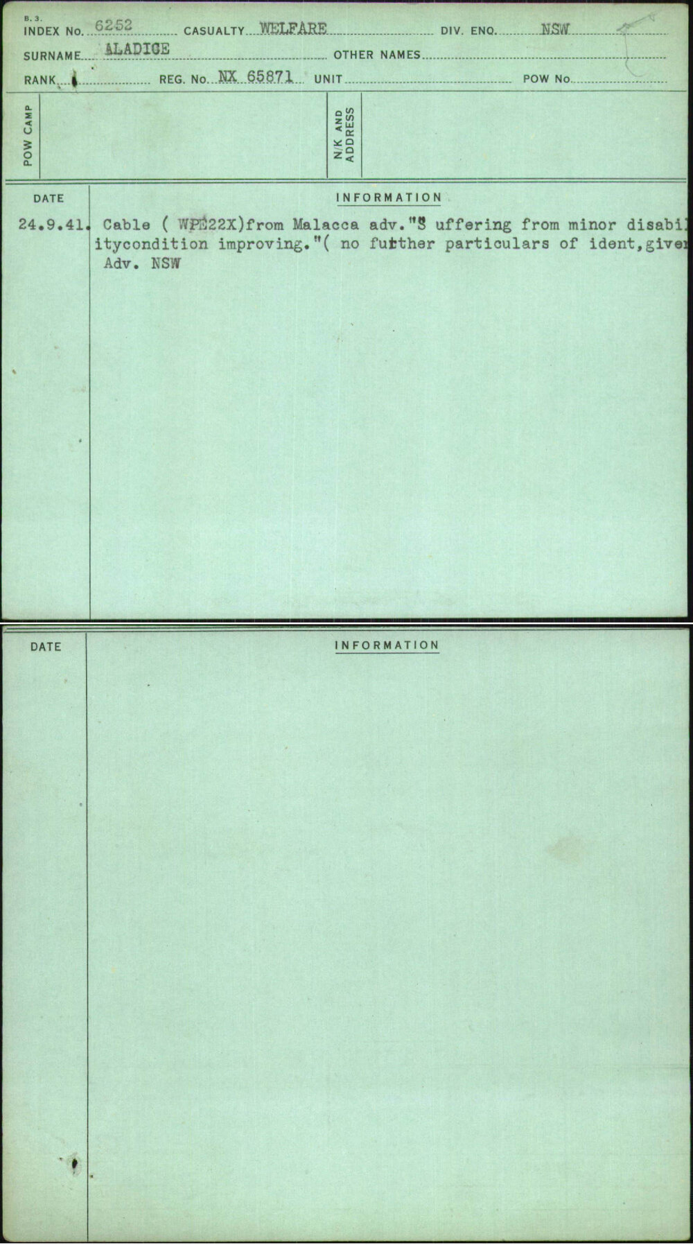 Aladice, [No Given Name], NX65871