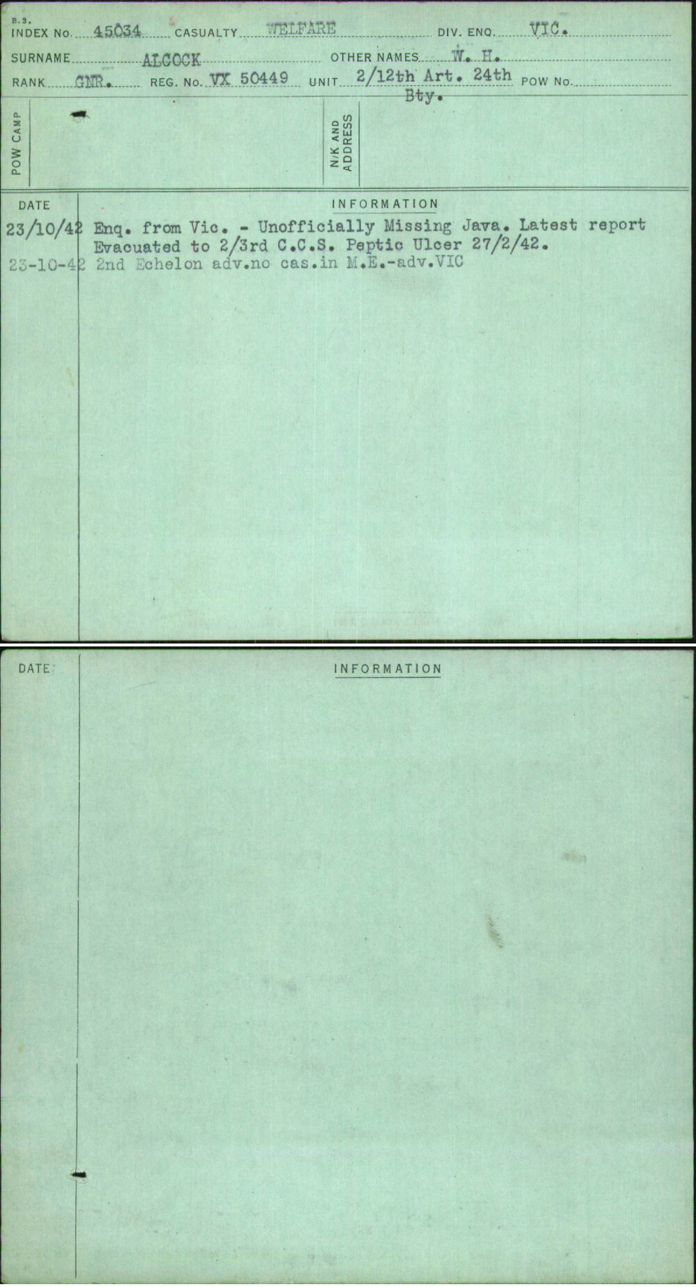 Alcock, W H, VX50449