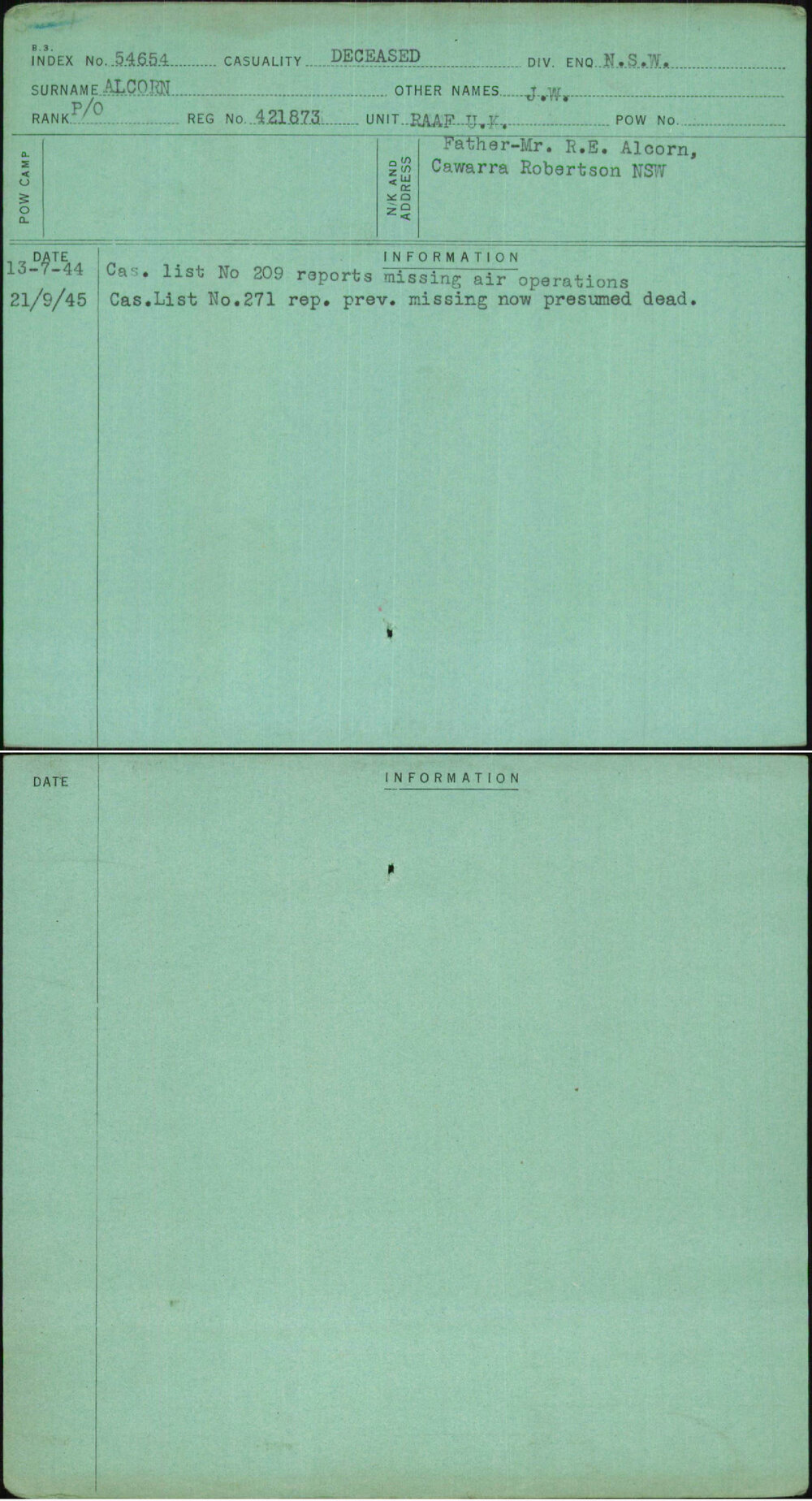 Alcorn, J W, 421873
