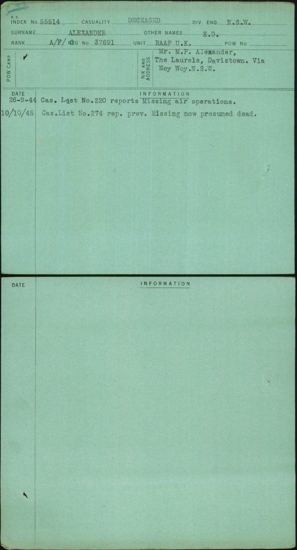 Alexander, E D, 37691