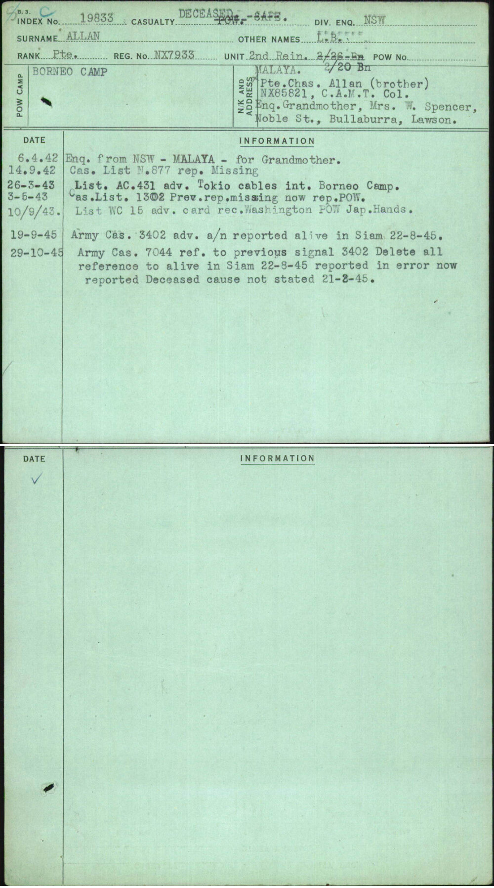 Allan, L B, NX7933