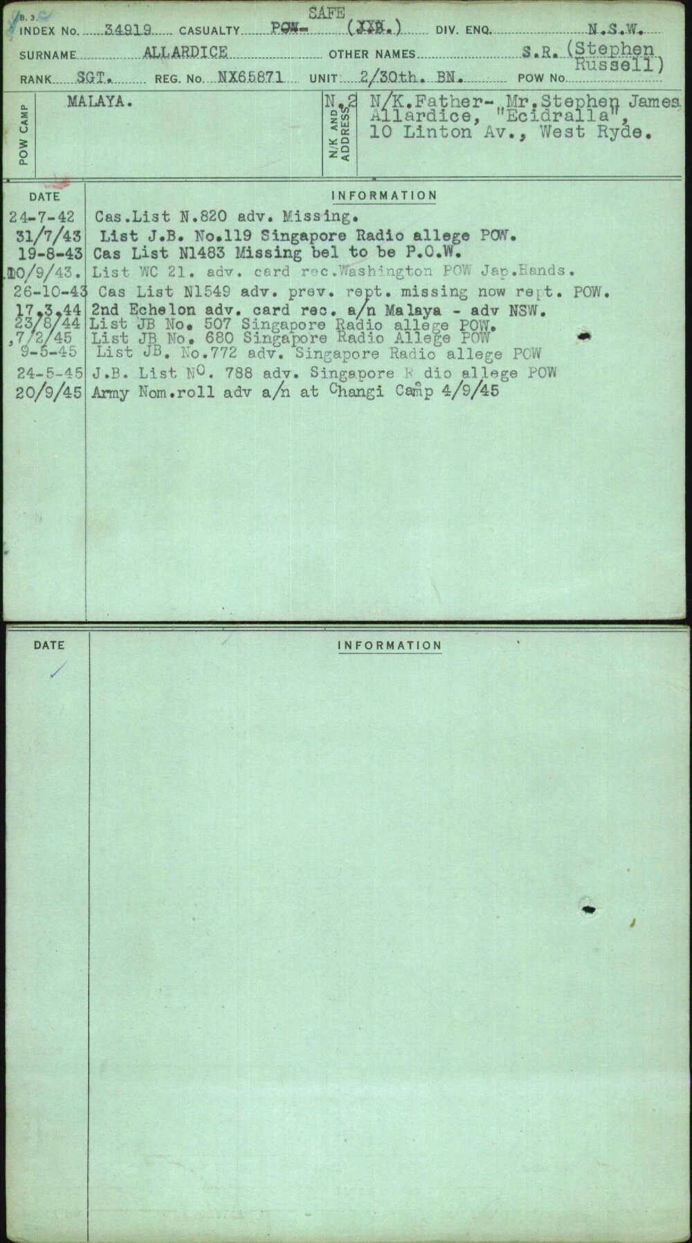 Allardice, Stephen Russell, NX65871