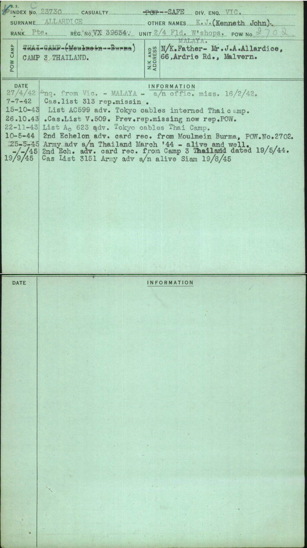 Allardice, Kenneth John, VX39634
