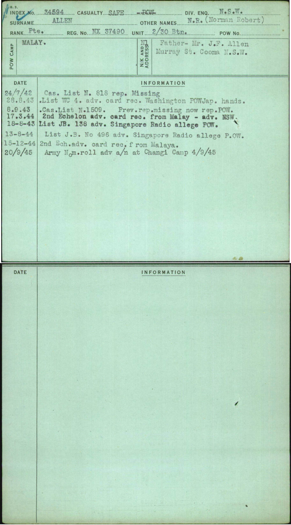 Allen, Norman Robert, NX37490