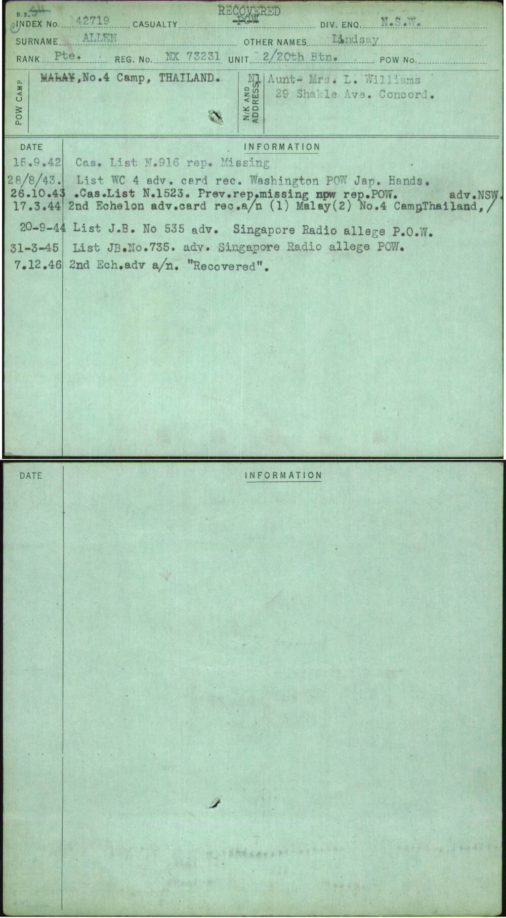 Allen, Lindsay, NX73231