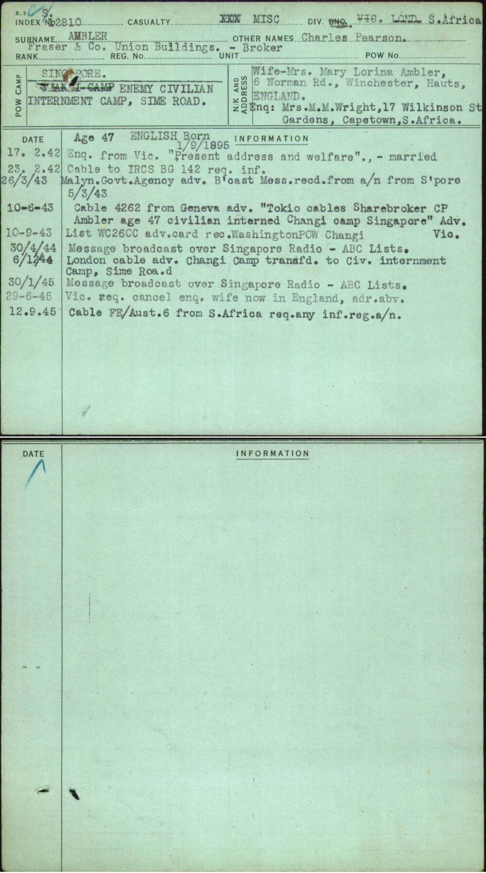 Ambler, Charles Pearson, [No Service Number]