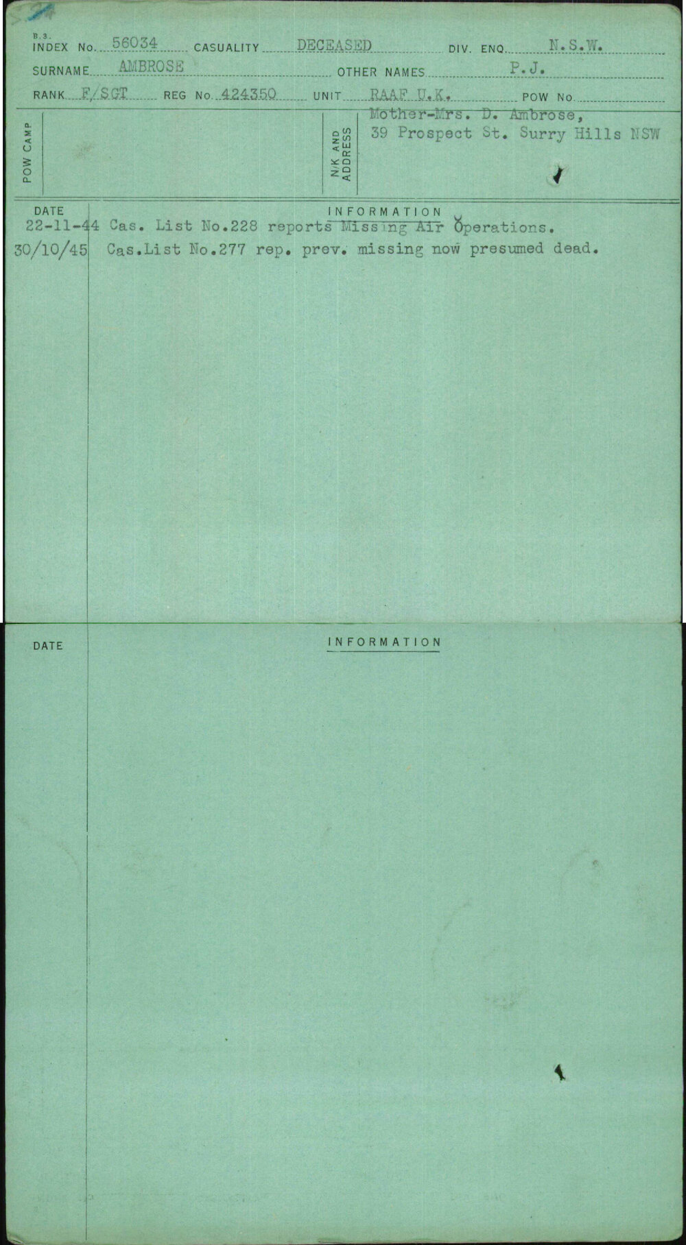 Ambrose, P J, 424350