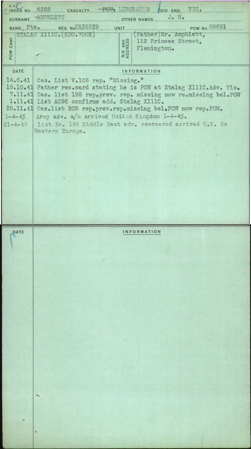 Amphlett, J H, VX35329