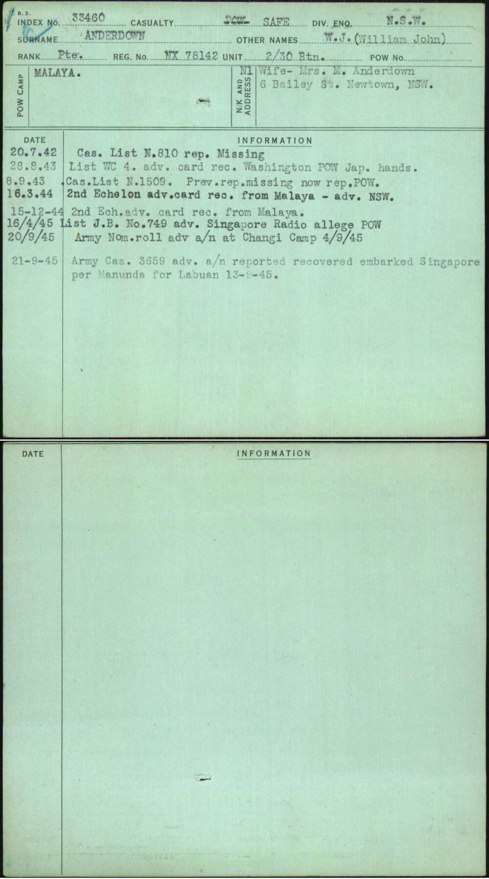 Anderdown, William John, NX78142