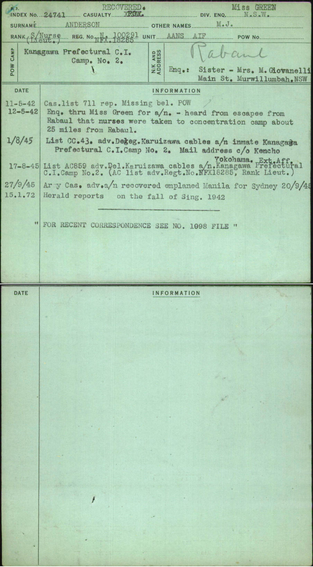 Anderson, M J, N 100291