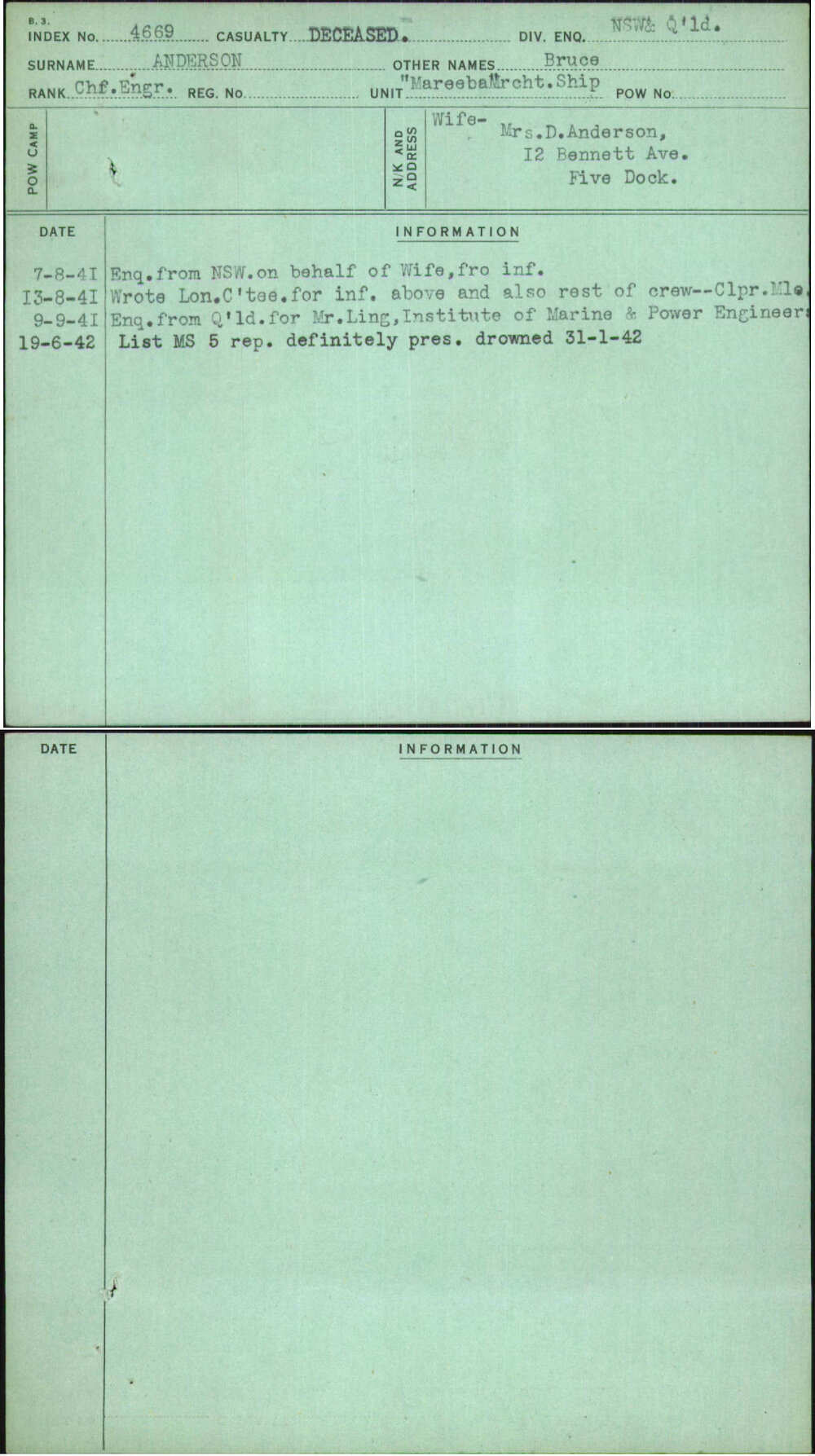 Anderson, Bruce, [No Service Number]