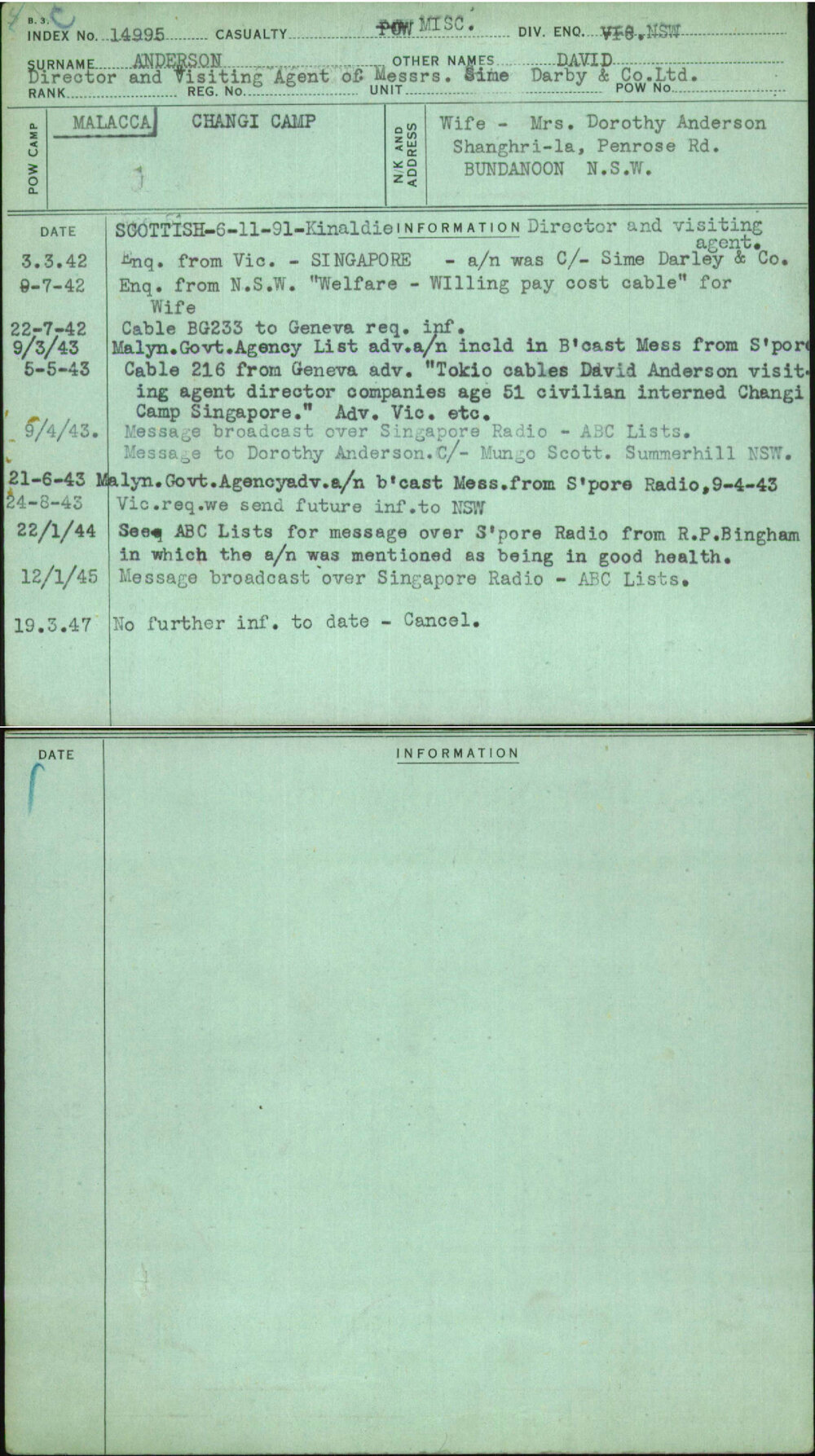 Anderson, David, [No Service Number]