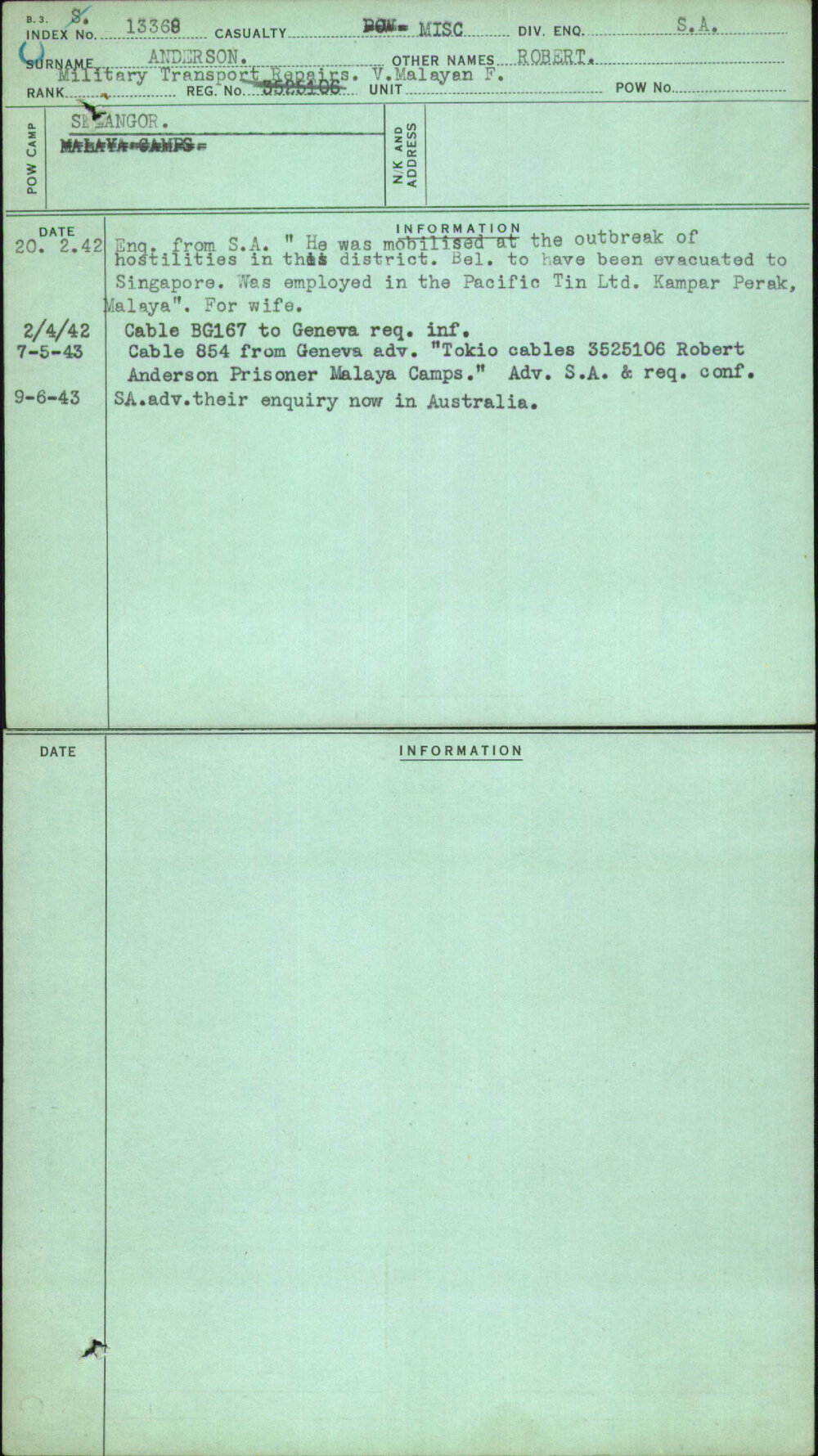 Anderson, Robert, [No Service Number]