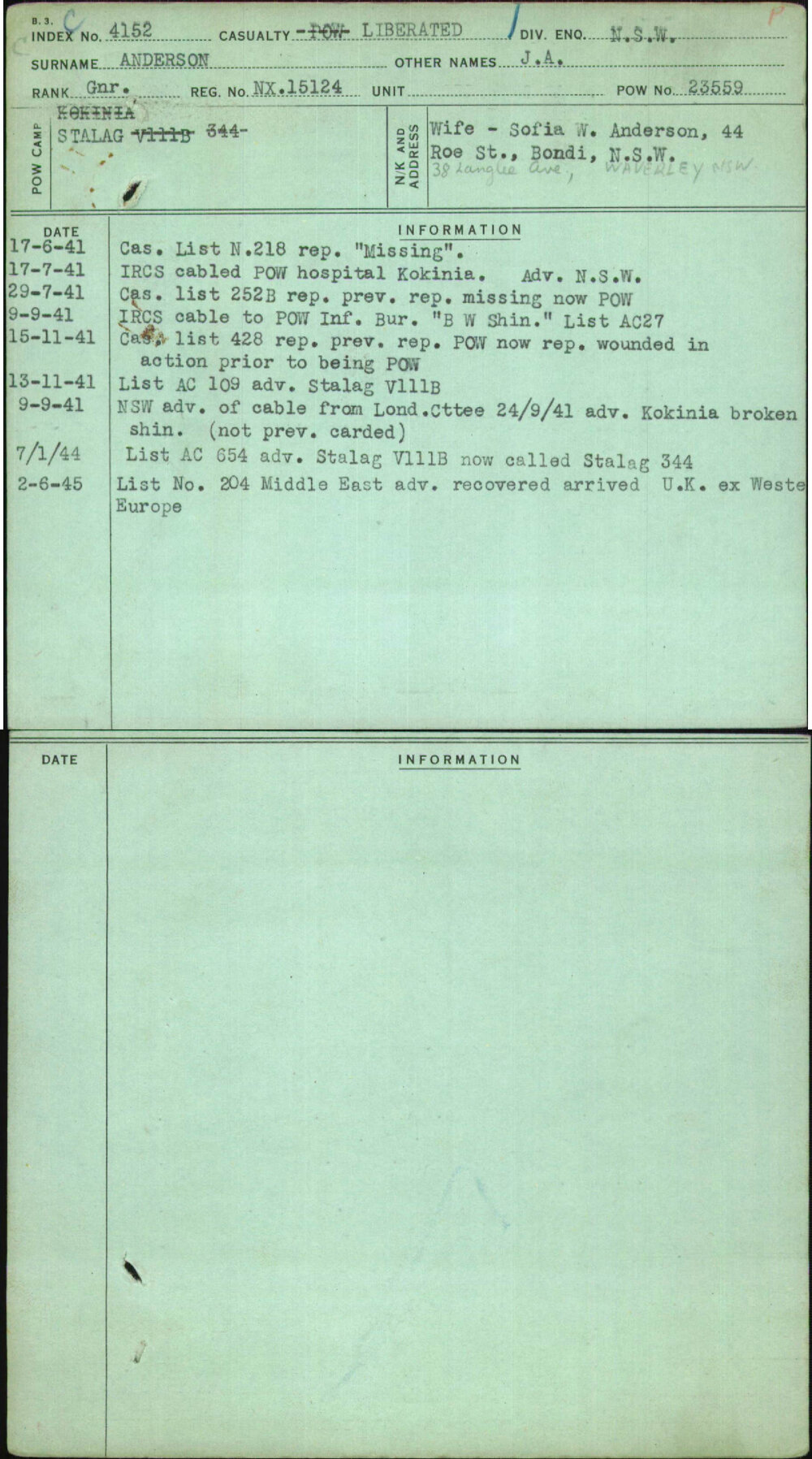 Anderson, J A, NX15124