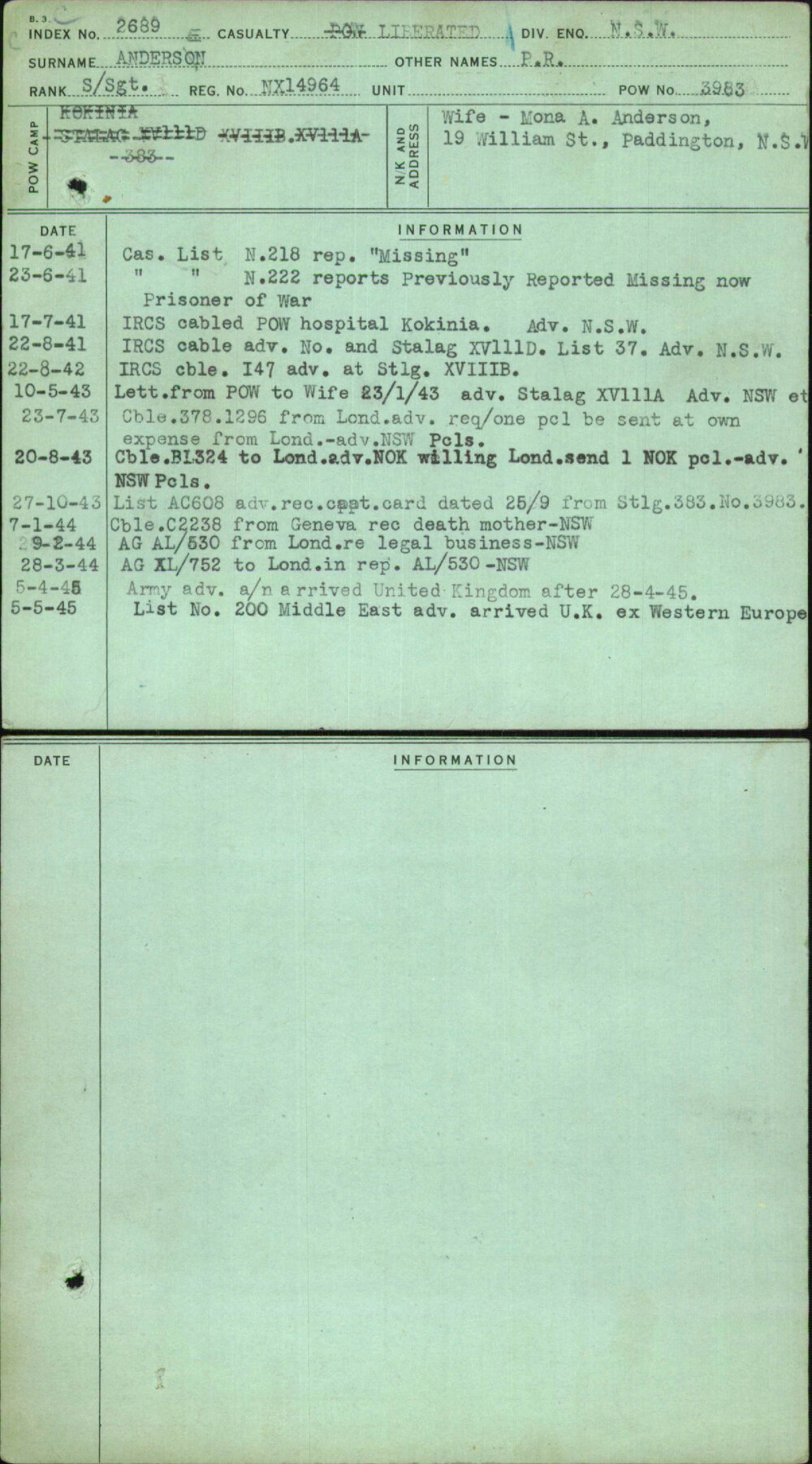 Anderson, P R, NX14964