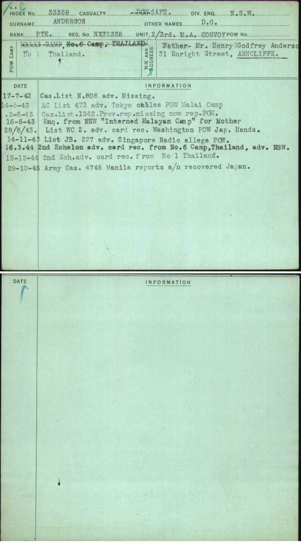 Anderson, D G, NX72338