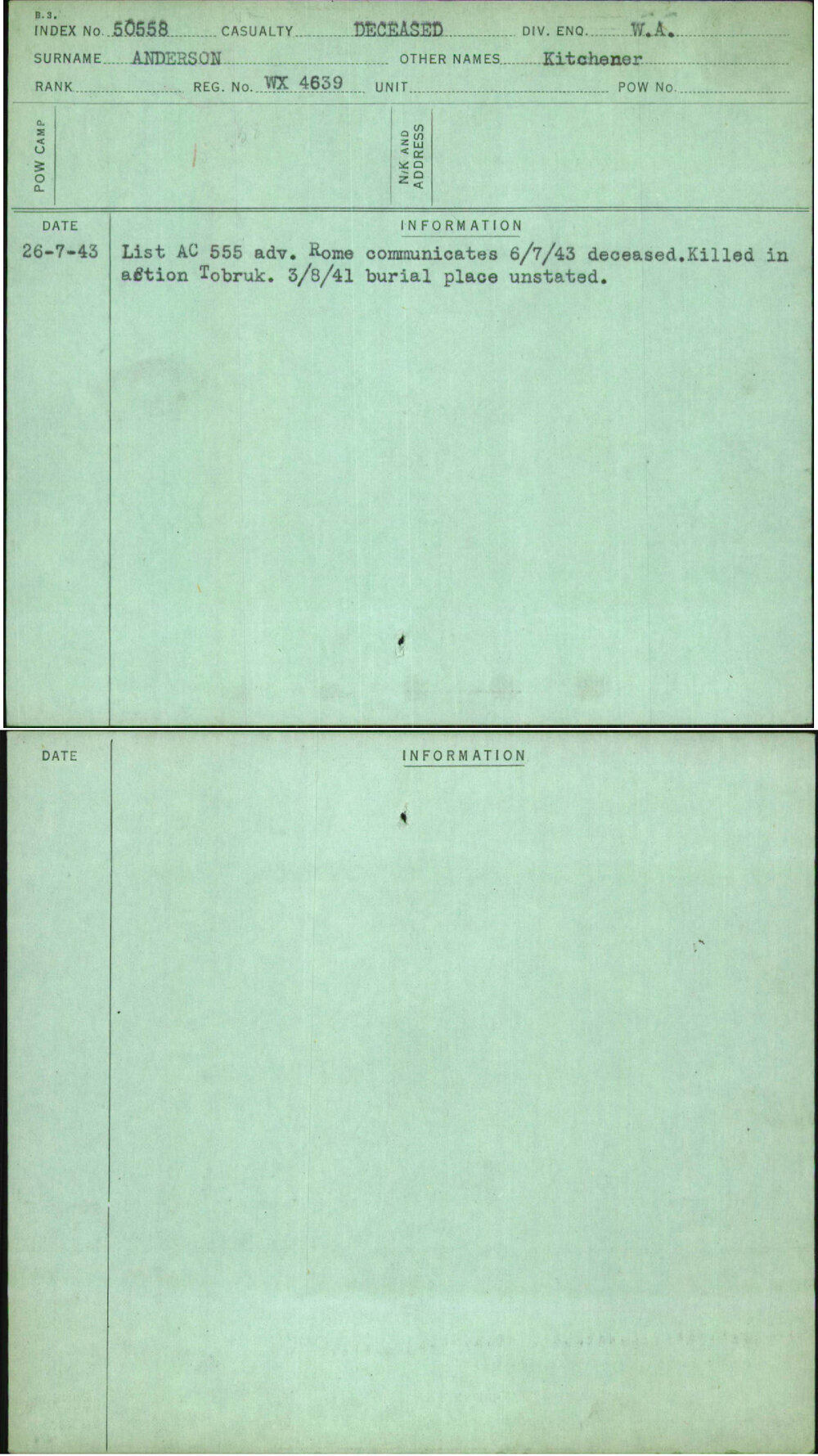 Anderson, Kitchener, WX4639