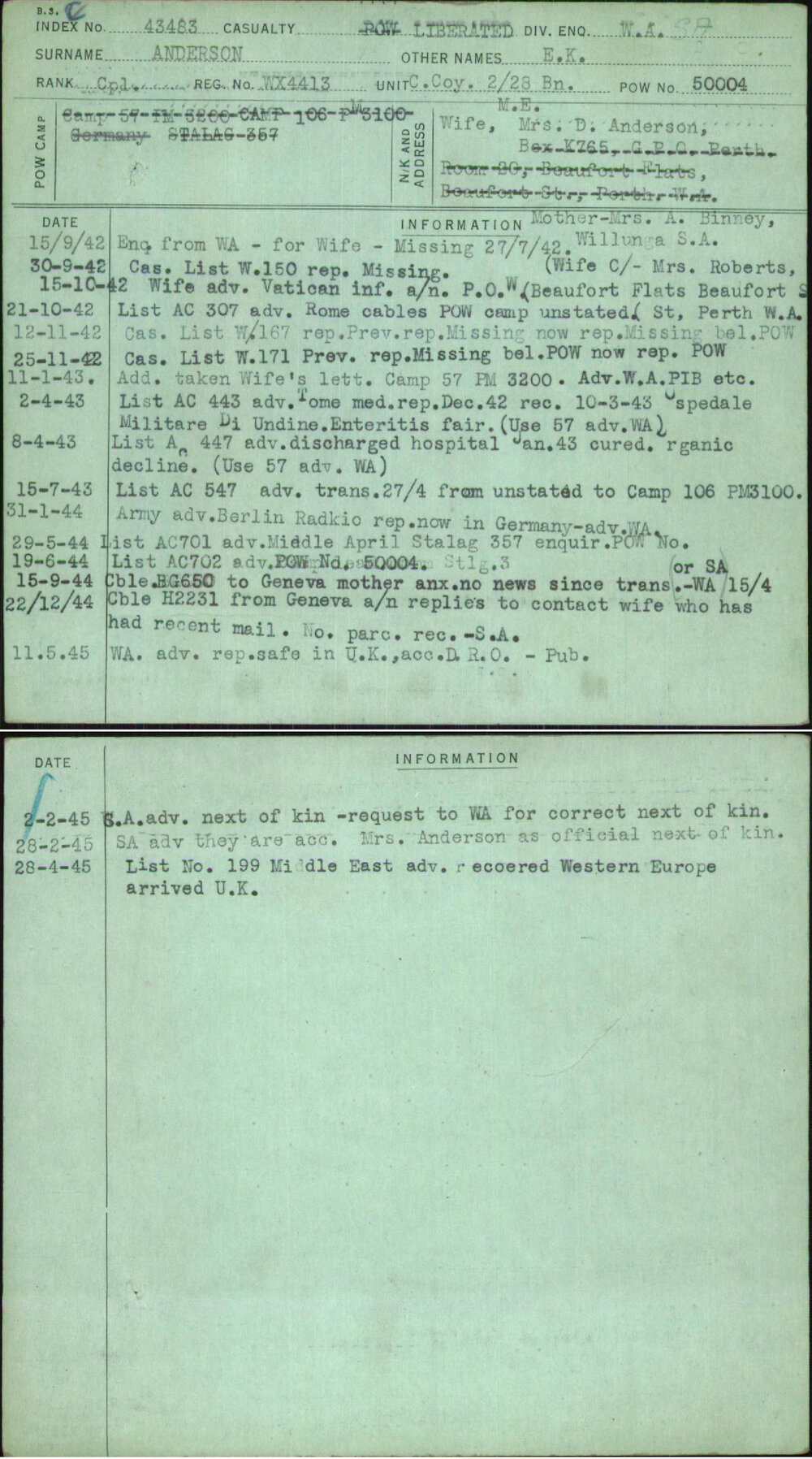 Anderson, E K, WX4413