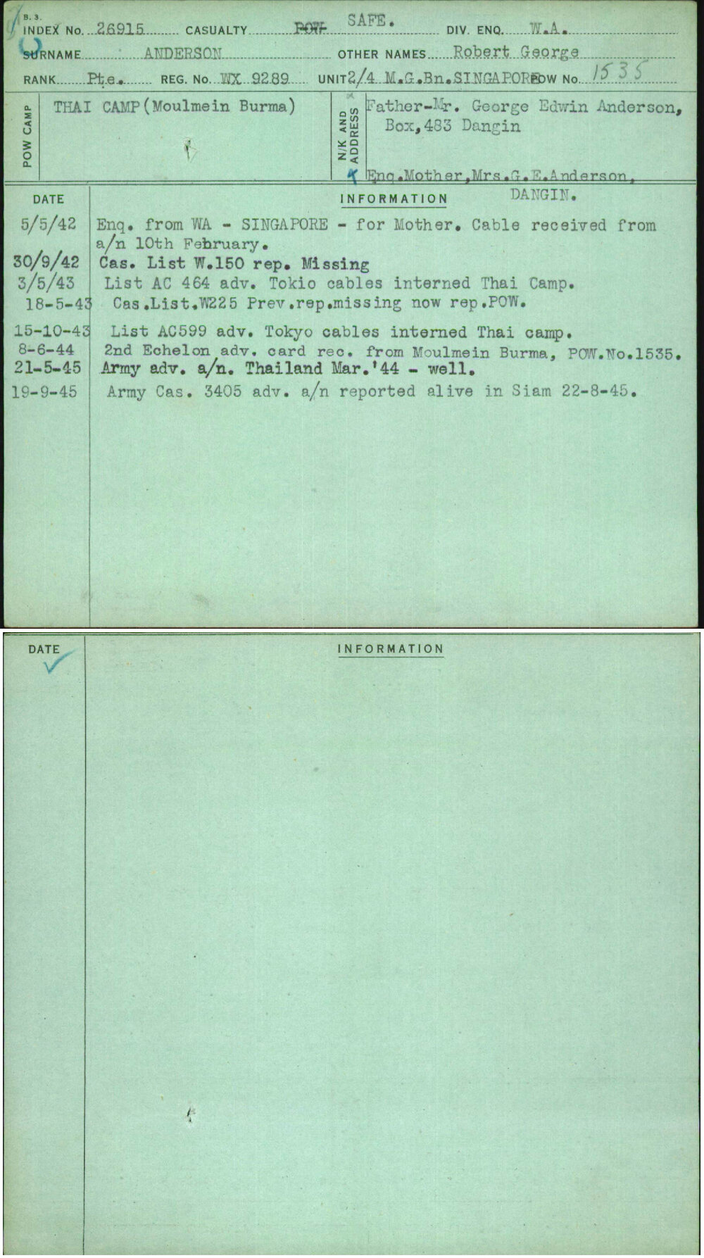 Anderson, Robert George, WX9289