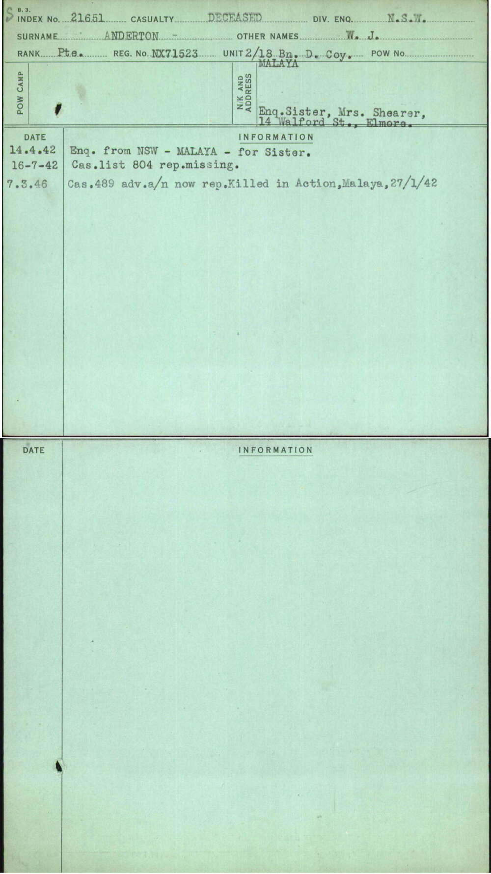 Anderton, W J, NX71523