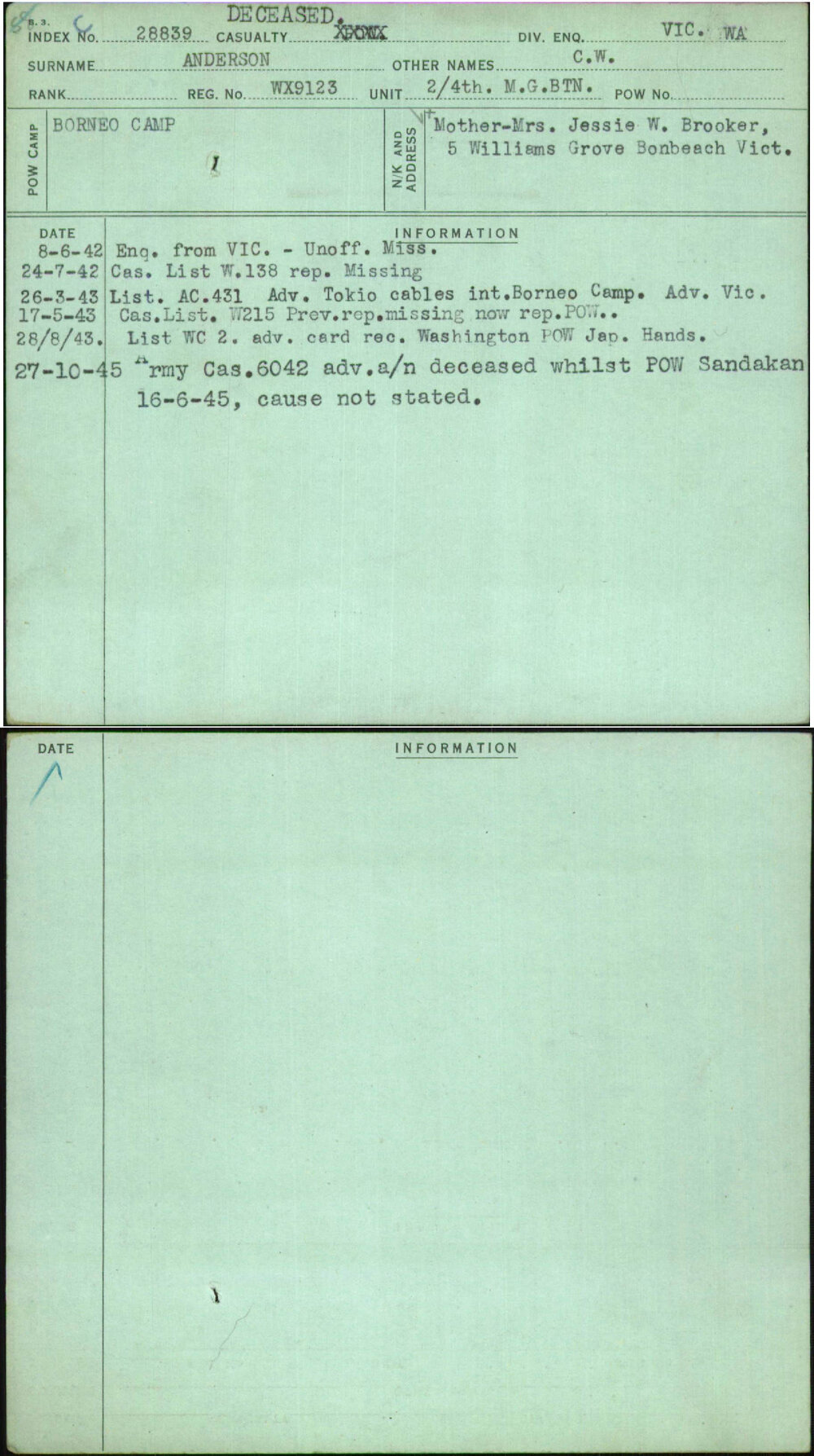 Anderson, C W, WX9123