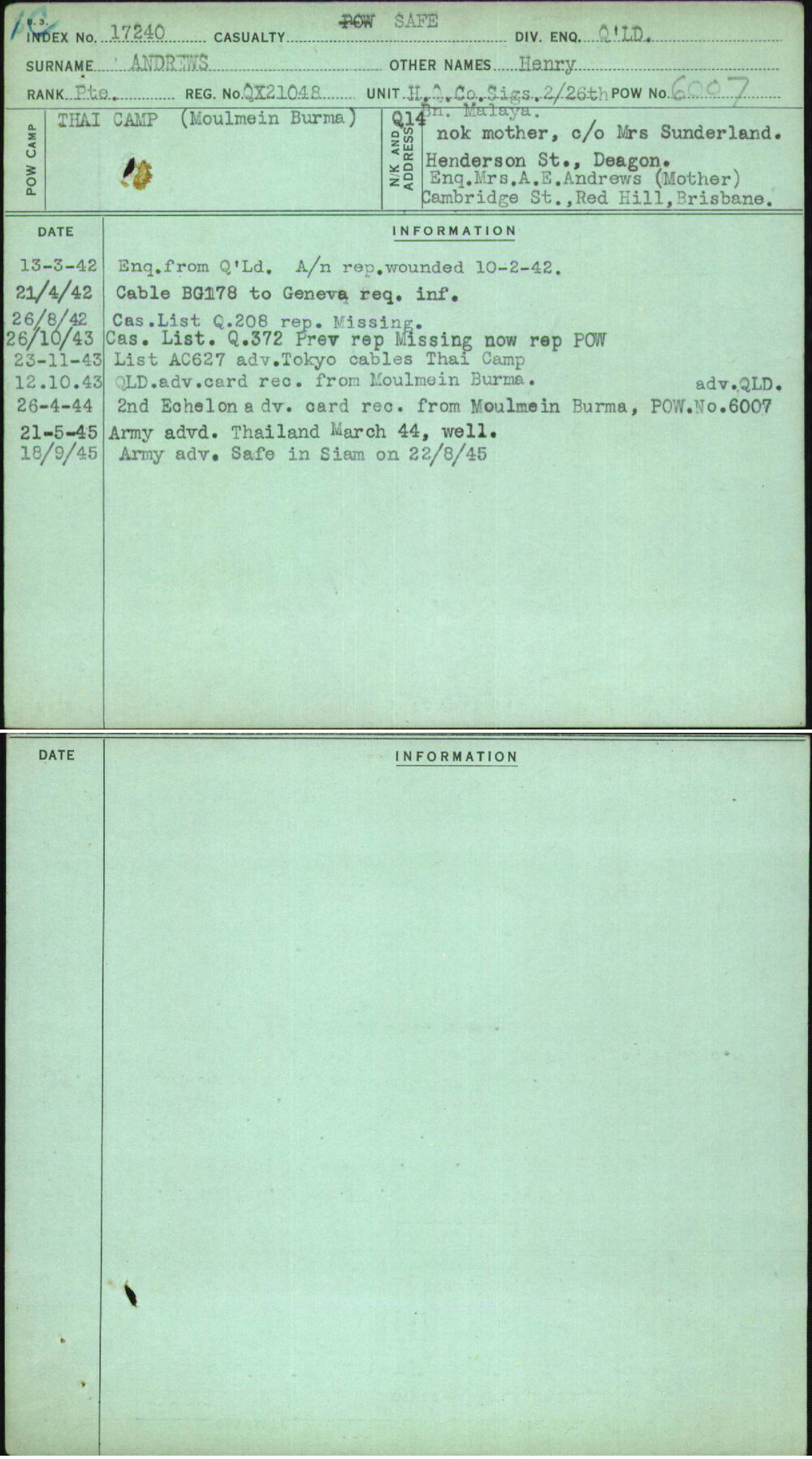 Andrews, Henry, QX21048
