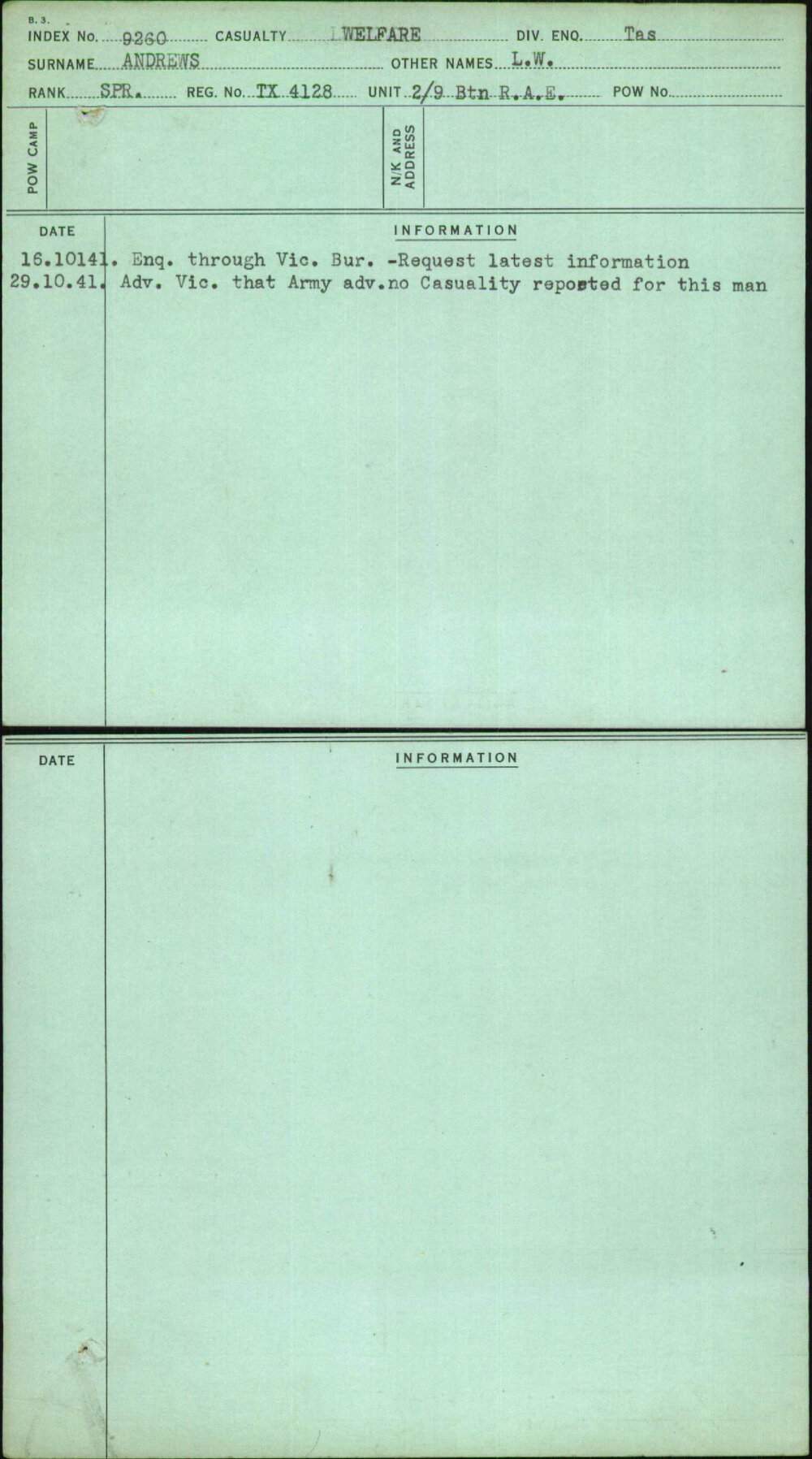 Andrews, L W, TX4128