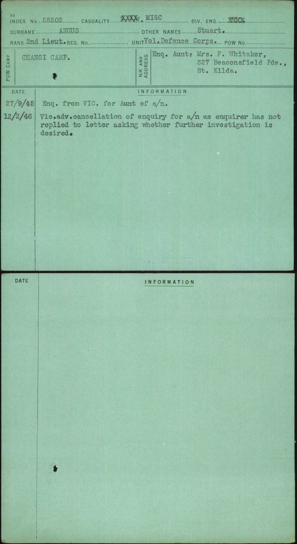 Angus, Stuart, [No Service Number]