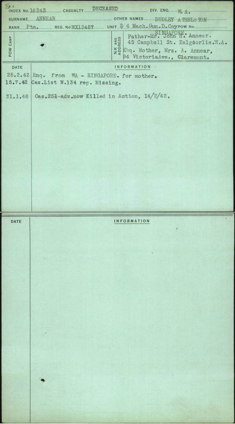 Annear, Dudley Athelston, WX13457