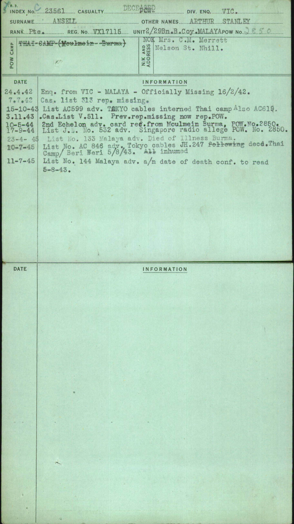 Ansell, Arthur Stanley, VX17115