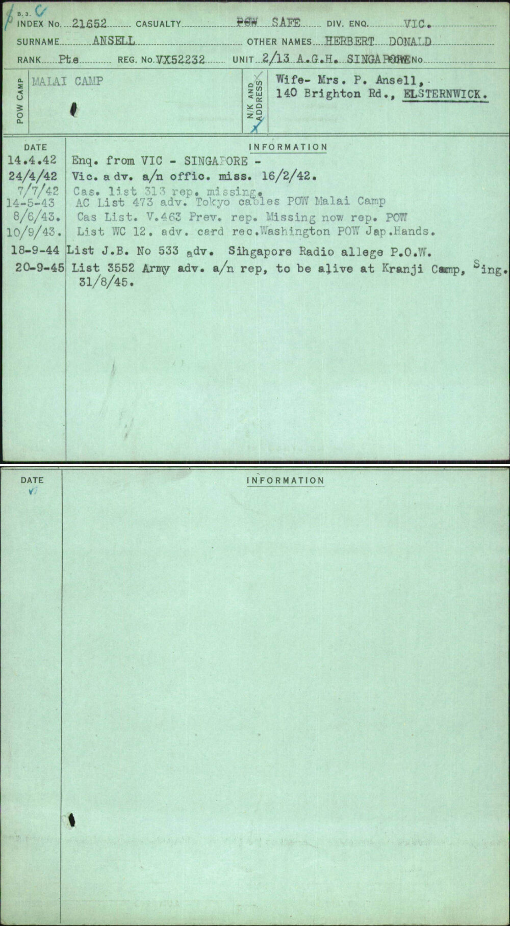 Ansell, Herbert Donald, VX52232