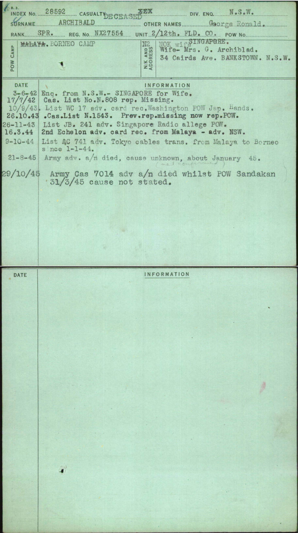 Archibald, George Ronald, NX27554