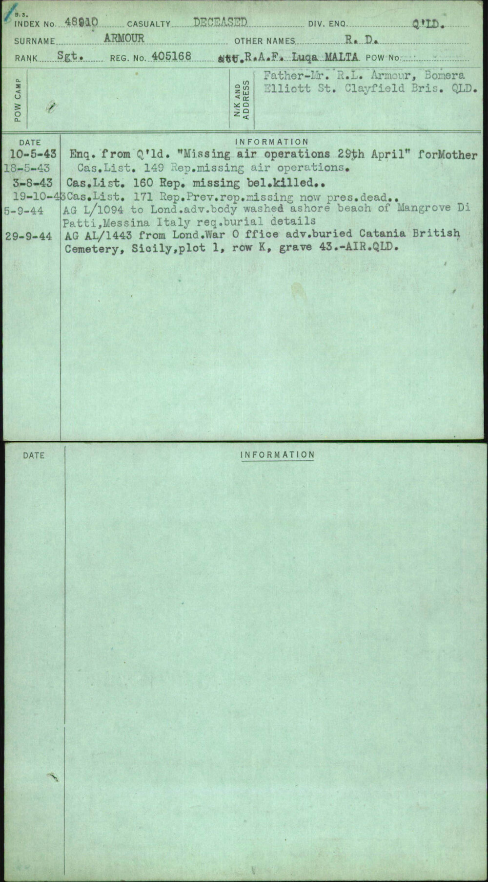 Armour, R D, 405168