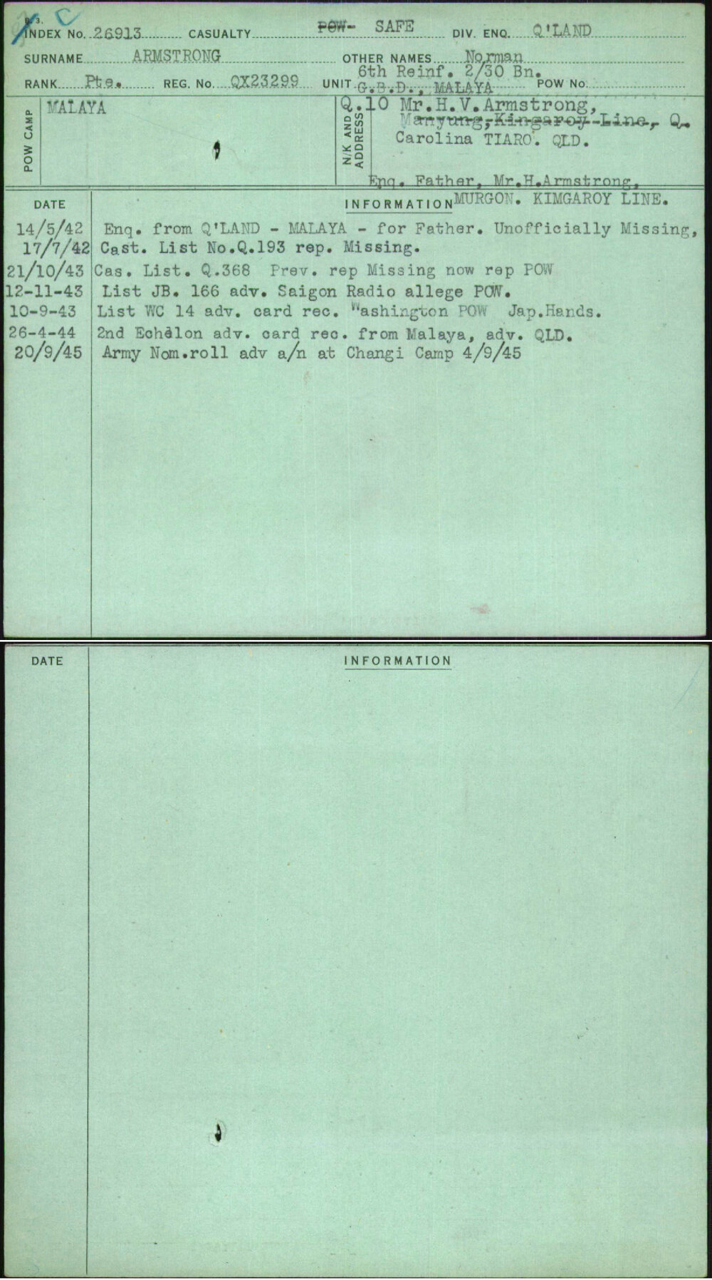Armstrong, Norman, QX23299