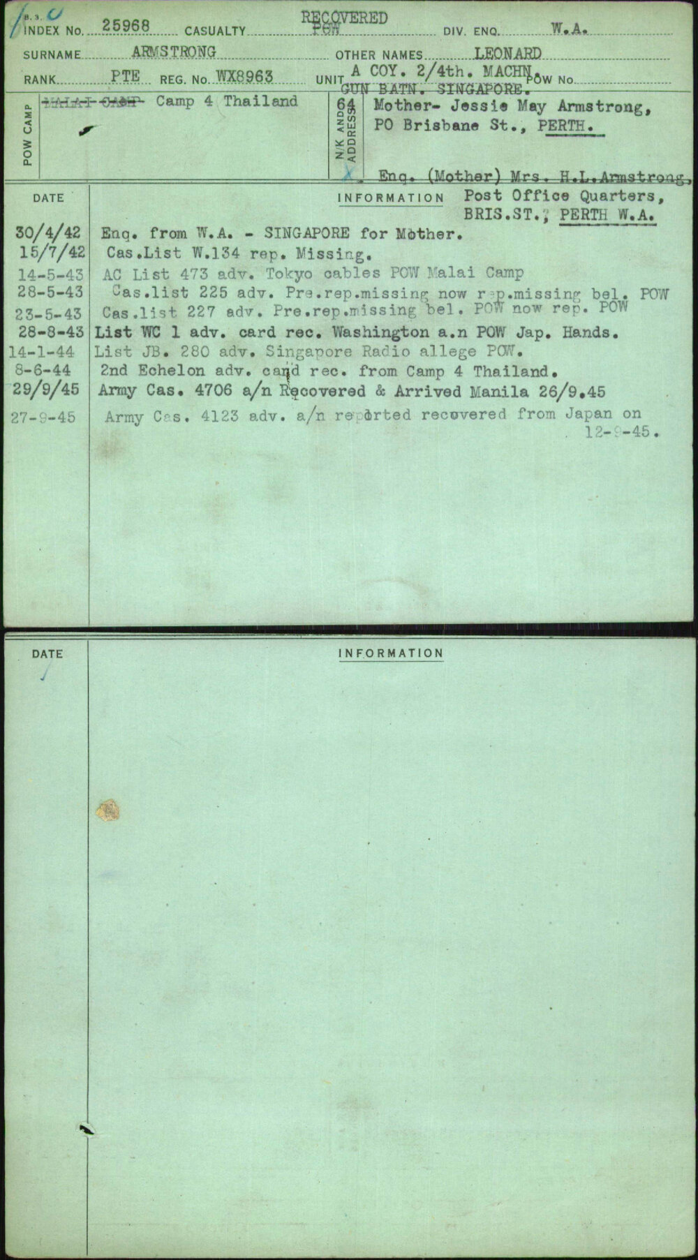 Armstrong, Leonard, WX8963