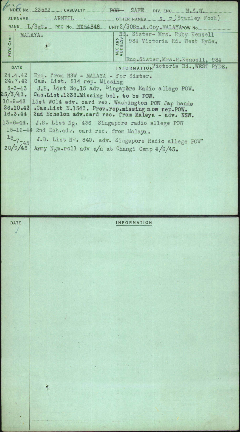 Arneil, S F (Stanley Foch), NX54846
