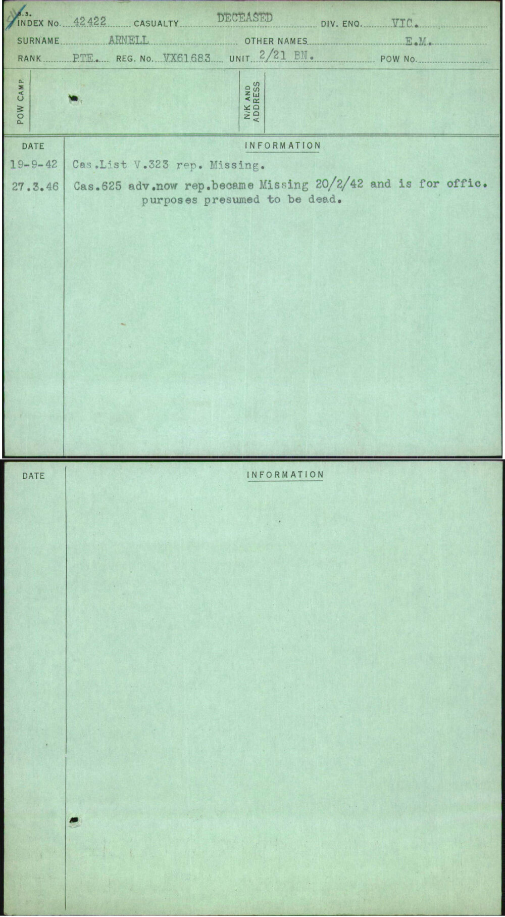 Arnell, E M, VX61683