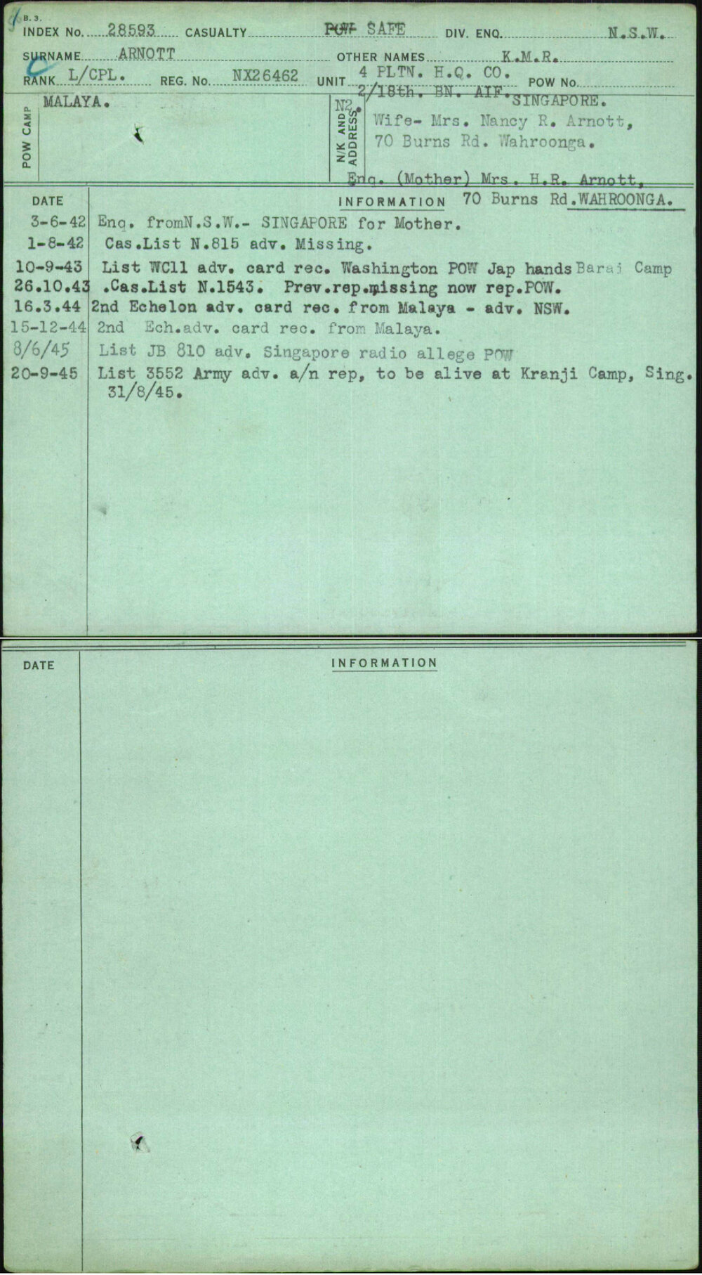 Arnott, K M R, NX26462