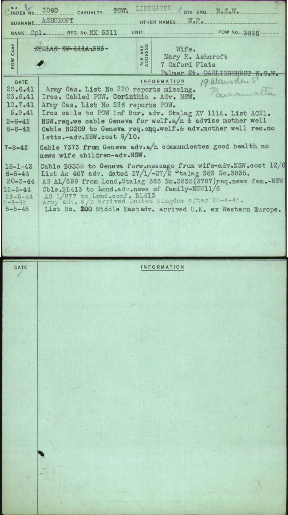 Ashcroft, W F, NX5311