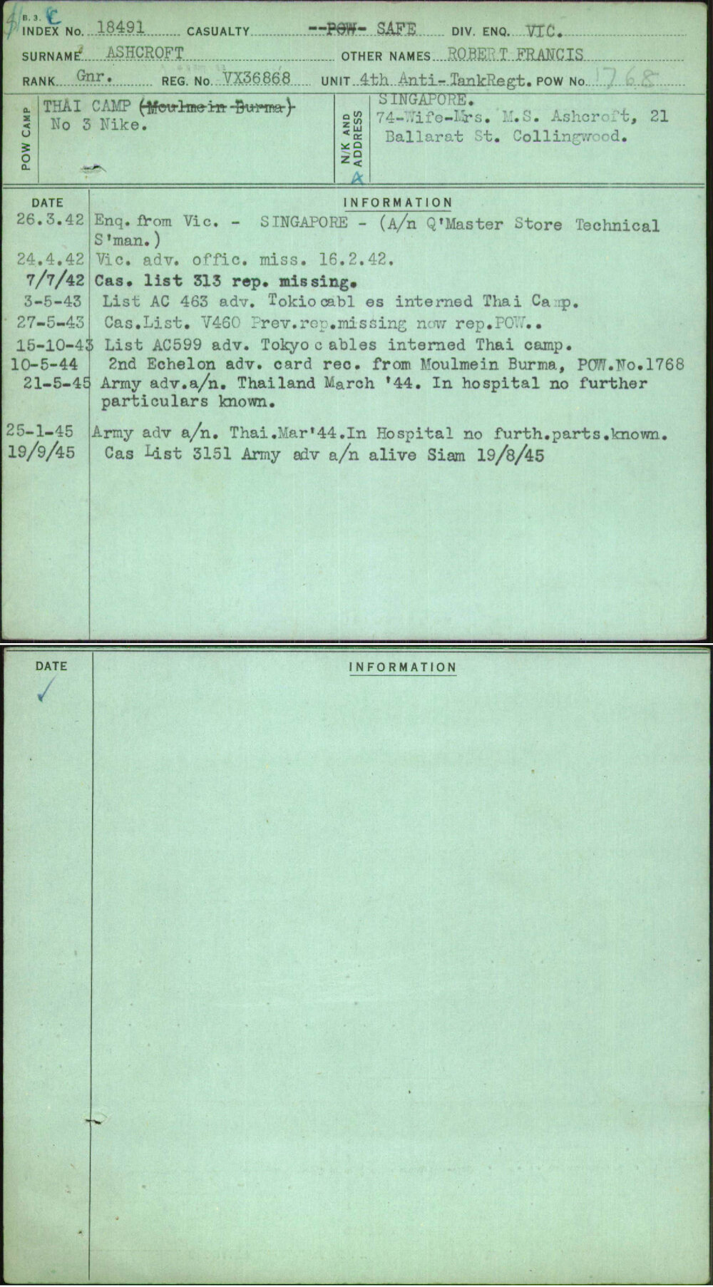 Ashcroft, Robert Francis, VX36868