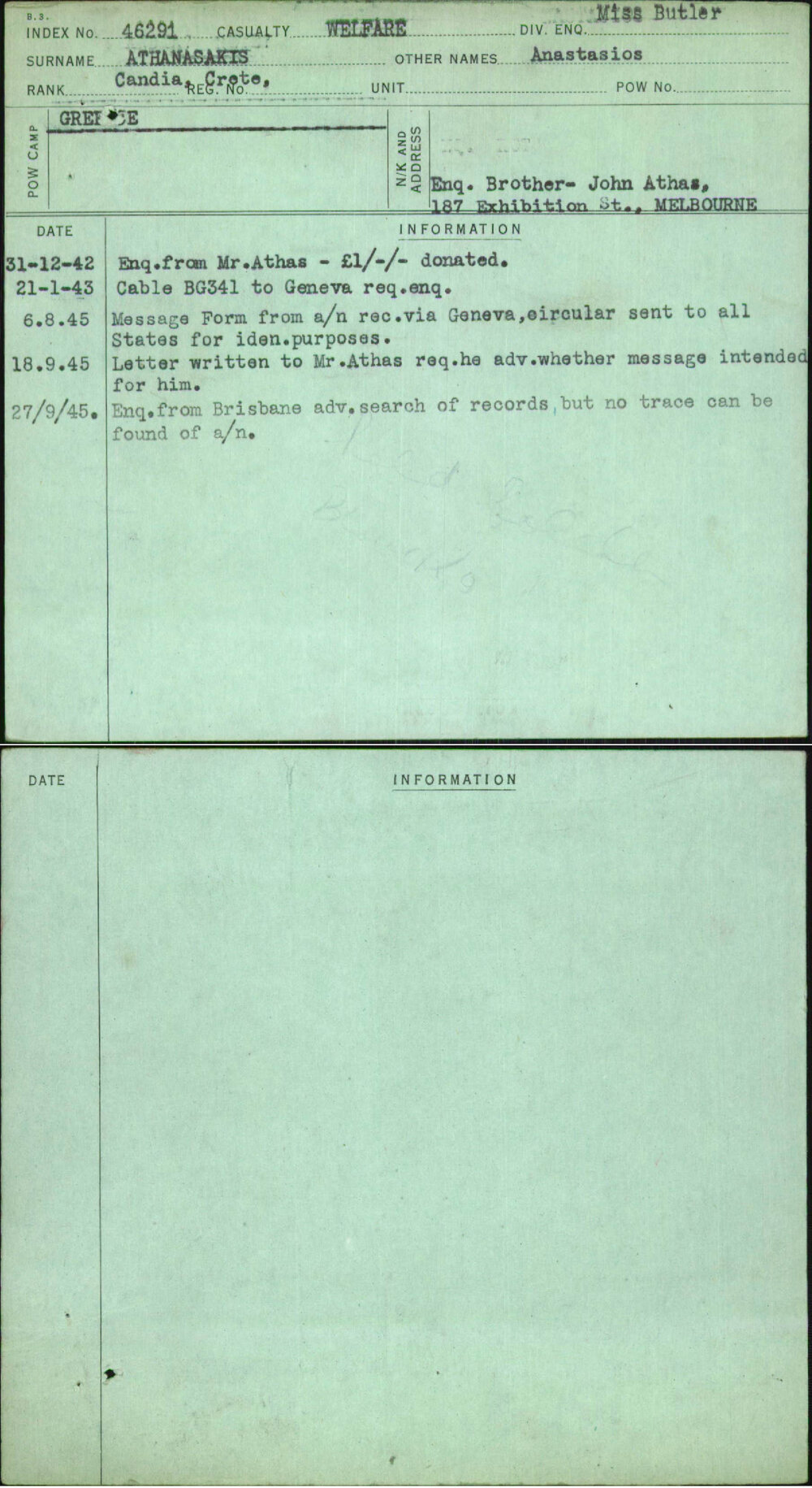 Athanasakis, Anastasios, [No Service Number]