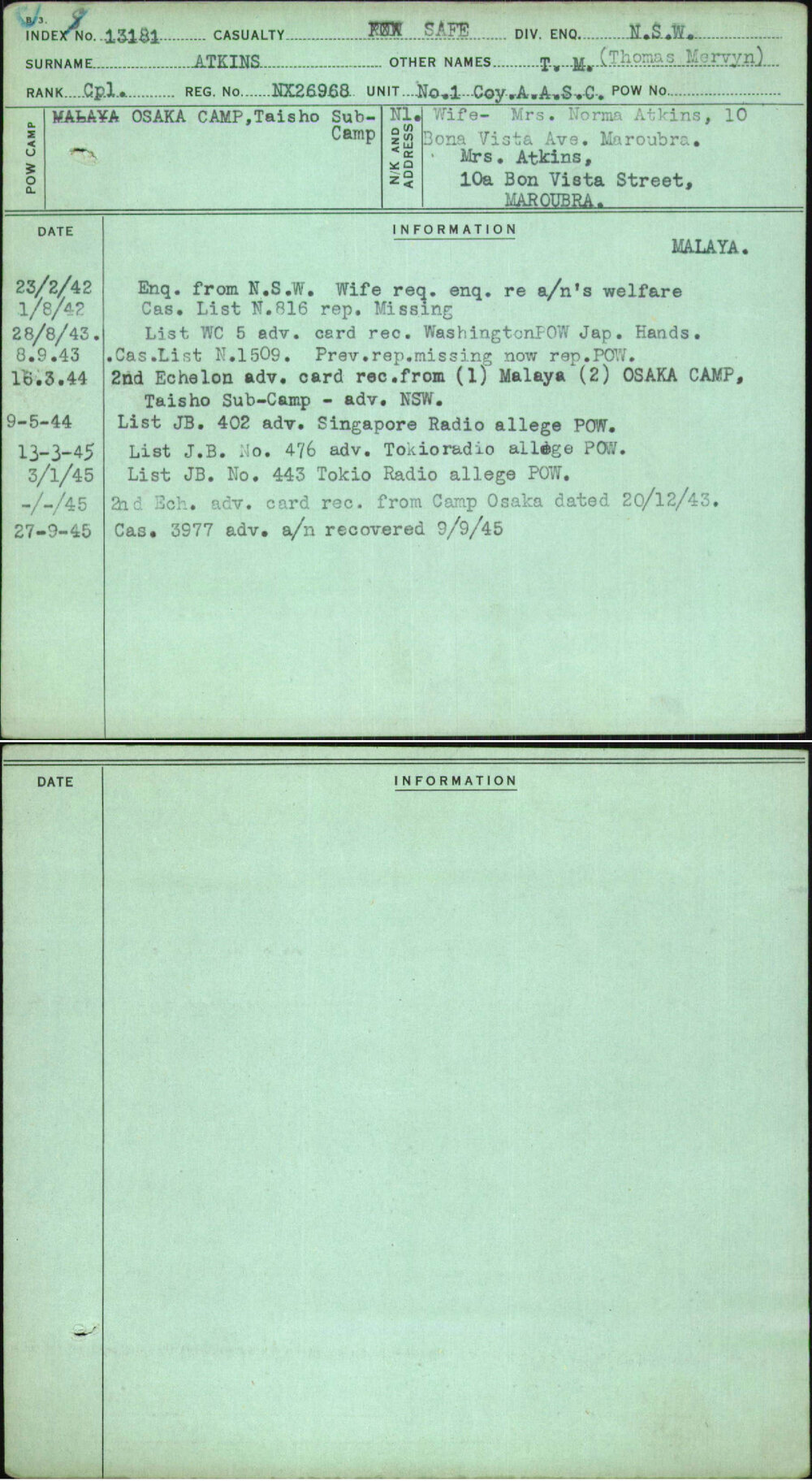 Atkins, T M (Thomas Mervyn), NX26968