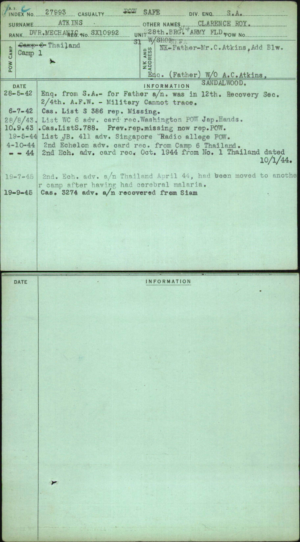 Atkins, Clarence Roy, SX10992