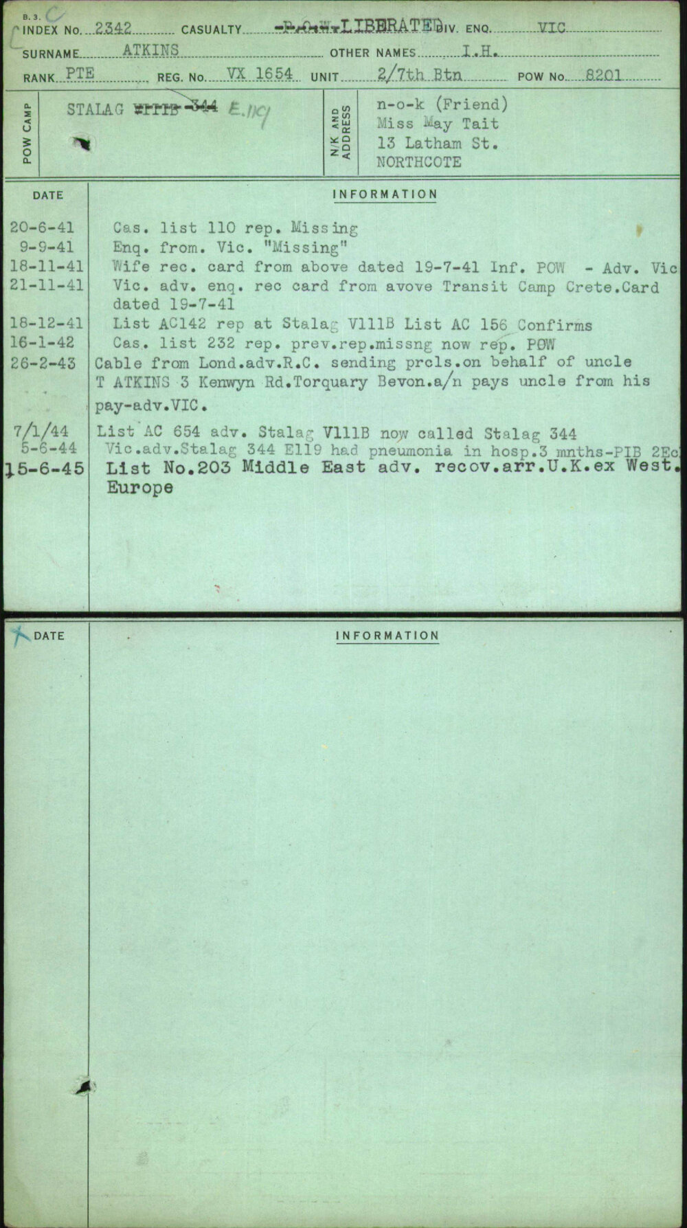 Atkins, I H, VX1654