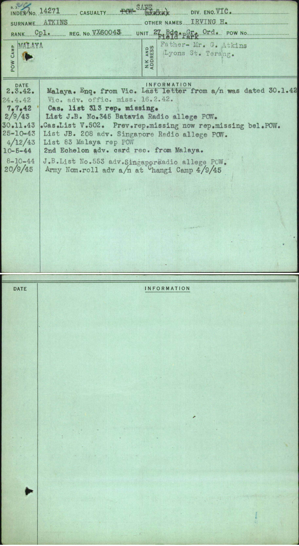 Atkins, Irving H, VX60043