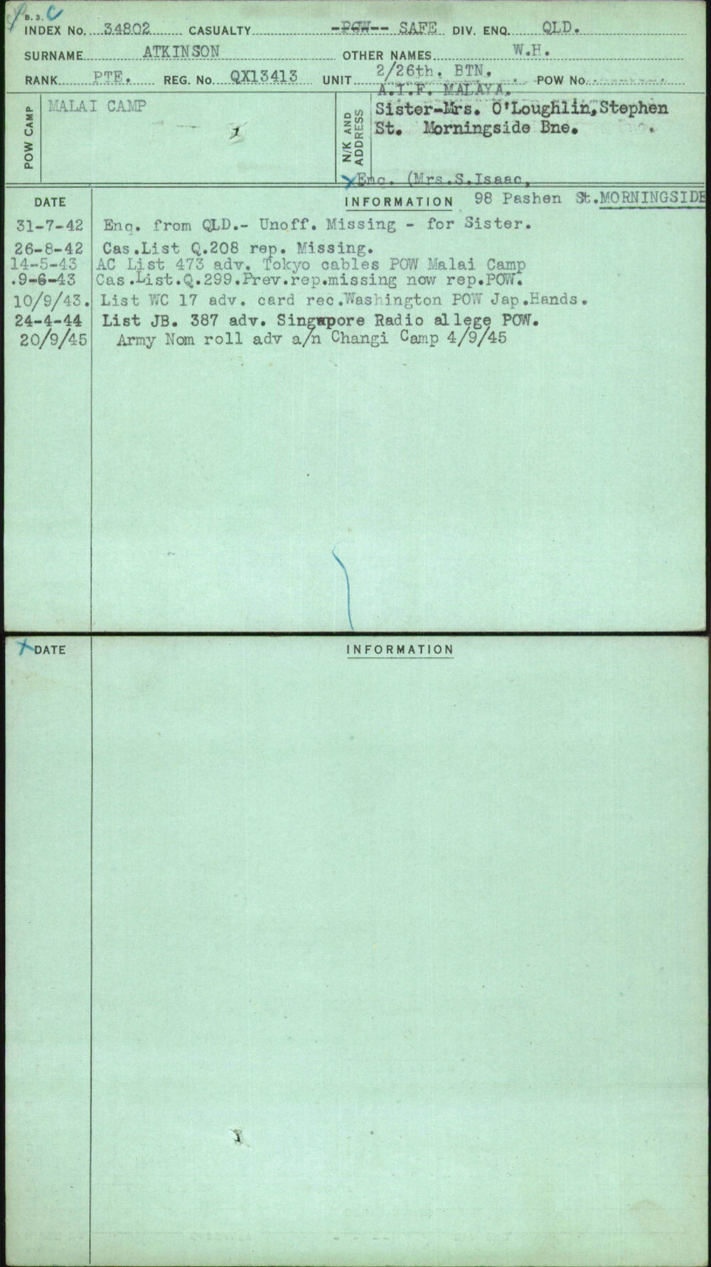 Atkinson, W H, QX13413